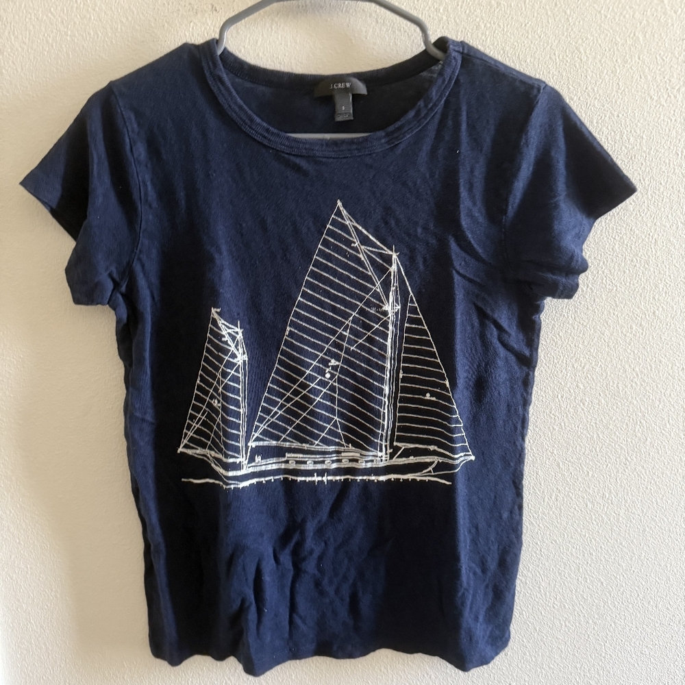 Navy Blue J crew 100% Linen Shirt Womens